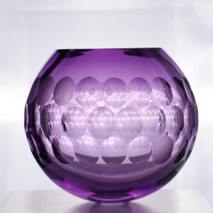 round purple glass spherical orb vase