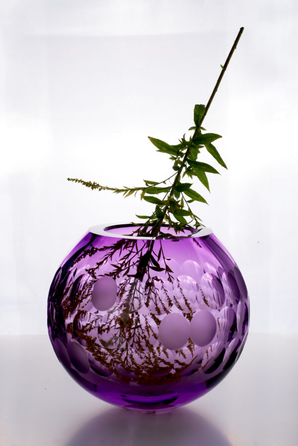 violet orb glass vase for single flower bud or table centrepiece