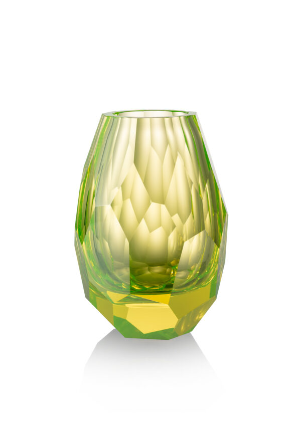 facet uranium crystal lime green vase