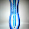 tall blue glass art bud vase in sommerso style