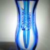 top view of blue glass bud vase sommerso glass style