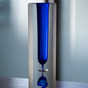 cylinder bud vase artisan glass style frosted glass and blue sommerso